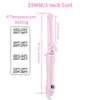 25mm 세라믹 배럴 컬러 1 인치 마술 컬링 완드 지팡이 해변 컬 아이언 오토 로테이션 파수 헤어 스타일링기구 240119