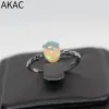 Pierścienie Akac Natural Fire Opal 925 Srebrny Pierścień Regulowany Srebrny