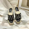 Slippers Women Summer 2024 Low Heels Flats Beads Open Toe Espadrilles Fashion Slides Beach Outdoor Ladies Shoes Zapatos De Mujer