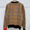 Femmes tricot top designer chandails femmes mode plaid couleur blocage tricots décontracté col rond pull à manches longues haut