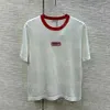 Camiseta feminina de cor contrastante tops manga curta letras camisetas elegantes casuais camisas diárias