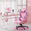 Autres meubles Homall Girl Racing Office Gaming Chair Haut Dossier Bureau d'ordinateur en cuir exécutif réglable pivotant avec appui-tête et Lumba Q240129