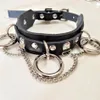 Sexy Harajuku handgemachte Halsband Punk Leder Kragen Gürtel Halskette und Kette Club Party zwei Schichten Chokers274f