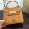 Top Tier Mirror Quality Luxuries Designers Womens Bags Small Lock Flap Bag Special Canvas Clutch Handbag Classic Key Purse Crossbo203Y