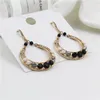 Boucles d'oreilles pendantes en cristal clair pour femmes, longues perles rondes noires, bijoux cadeau, à la mode, 2024