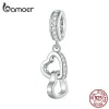 ブレスレットbamoer sterling sier double hearts interlock pendant charm