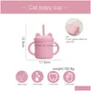 Tazas 200 ml Sippy Cup Niño Aprendizaje Botella Calor A prueba de fugas Sile Vajilla Inventario Venta al por mayor Entrega de gota Hogar Jardín Cocina Di Dhkvw