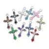 Anneaux 200 pièces émail Crucifix croix entretoise perles de charme pendentifs bijoux en alliage bricolage L499 14x22.5mm