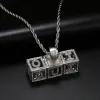Necklaces ICEOUTBOX Custom Name Square Letter Pendant Necklace Chani Gold Color Cubic Zircon Men Women Hip Hop Rock Jewelry AZ Letters