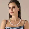 Collane di perle coltivate d'acqua dolce bianche reali per le donne Regalo per ragazza Collana barocca da donna in argento sterling 925 240123