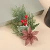 Decorative Flowers 1Pc Christmas Artificial Berry Pine Needles Flower Xmas Tree Hanging DIY Crafts Ornaments For Party Wedding Gifts Box