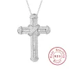 Anhänger Neu 925 Silber Exquisite Bibel Jesuskreuz Anhänger Halskette für Frauen Männer Kruzifix Charm Simuliertes Platin -Diamantschmuck N028