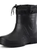 Botas de lluvia de algodón a prueba de viento para invierno, Botas de lluvia ligeras y cálidas para hombre, zapatos de lluvia negros a la moda, botas de trabajo impermeables para hombre 240125