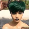 Human Hair Capless Wigs Short Cut Pixie Wavy Indian Bob No Lace Wig With Bangs For Black Women Fl Hine Made Drop Delivery Products Otesp