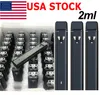 USA STOCK 2 ml Vape Pen Leere Verdampfer Einweg-E-Zigarette Dickes Öl Flache Pods Keramikspule Snap-in-Tipps Lock-Stifte Typ-C Wiederaufladbare 350-mAh-Batterie H02 Schwarze Stifte