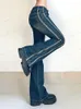 Женские джинсы Rockmore Vintage Jeans для женщин Эстетические брюки-клеш с низкой посадкой Fashion cyber y2k Streetwear Джинсовые брюки femme Retro Korean T240129