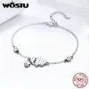 Bankle Wostu 925 Sterling Silber Fatima von Hand Hamsa Eye Bracelets Blaues Zirkonkettenkette für Frauen Armreifen Mode 925 Schmuck CQB079