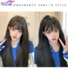 IYUE Long Straight Black شعر مستعار مع شعر مستعار BAND للنساء للنساء شعر طبيعي مقاوم للحرارة لحفلة COSPLAY اليومية عيد الهالوين 240118