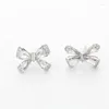 Stud Earrings Classic 925 Silver Needle Earring Shiny Zircon Women's Fashion Korean Jewelry Temperament Girl Daily Wear