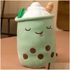 Fyllda plyschdjur Fasion P Hy Wy Creative Fruit Milk Tea Cartoon Pillow Toy Slee Pearl Cup Stuff Stuff Cotton Doll Christmas Drop De Dhaly