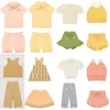 Kläder sätter barn kläder sommarmisha puff spädbarn baby flickor stickade t-shirts shorts högkvalitativ bomulls cardigan barn pojkar outfit