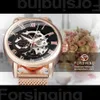 Forsining Orologio meccanico scheletrato in oro rosa per le donne Moda lancette luminose Orologi da donna di lusso eleganti Cinturino in acciaio a maglie 240119