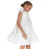 Kız elbise prenses yaz fırfırları beyaz lüks tatil elbise kolsuz düğün İspanyol çocuk çocuk partisi kostüm bebek giysileri