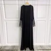 Vêtements ethniques Ramadan Noir Ouvert Kimono Abaya Kaftan Turquie Islam Robe Musulmane Vêtements De Prière Femmes Kebaya Djellaba Robe Femme Musulmane