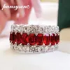 Pansysen 100% 925 Sterling Silver Simulated Moissanite Ruby Emerald Gemstone Ring Women Anniversary Party Fine Jewely Whole287o