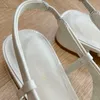 Vara Ballet Flat Low Heel Slingbacks Mary Jane 디자이너 신발 여성 샌들 실버 하드웨어 활 특허 송아지 가죽 펌프 최고 품질의 긴 발가락 제곱 팁 슬링 백