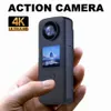 スポーツアクションビデオカメラ4K HDデュアルスクリーンアクションカメラレコーダーアンチシェイクアンダーウォータースポーツDV屋外旅行ハンドヘルドVLOGカムと防水ケースYQ240129