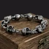 Bangle Never Fade Punk Skulls Bracelets Men's Adjustable Stainless Steel Chain Skeleton Bangles Vikings Couple Jewelry Charm Male Gifts