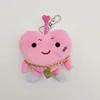 Porte-clés pendentif en peluche en forme de cœur, peluche douce, rose, vert, sangle de poupée, breloque de sac pour filles