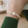 Brins Ashiqi Natural Natural Ewater Pearl Shell Flower Bracelet 925 Bijoux de mode en argent sterling pour fille