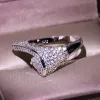 Ringe 100% real 14k Weißgoldringschmuck Natural AAA Diamond Gemstone Unregelmäßige 14 K Eherungsbänder Bizuteria Ring Box für Unisex