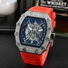 2023 New style's Hollow Belt Diamond Imitation Carbon Braze Pointer Men's Quartz Watch{category}