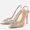 Eilyken PVC Transparent Silver Clear Rhinestone Women Pumps Fashion Slingbacks Thin Heels Party Bridal Wedding Sandals Shoes 240125