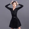 Sahne Giyim Kızlar İçin Latin Dans Elbisesi Siyah Desen Baskı Kıyafetleri Tango Salsa Rumba Chacha Samba Performans DN6389
