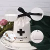 Takı 100 PCS Pamuk Çantalar Özel Mücevher Depolama Ambalajı Şerit Hediye Torak Beyaz Canvas Drawstring Ekran Düğün Favors Çantası