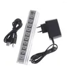 Ports Keyboard USB 2 0 Splitter Hub With Charger Computer Mobile Phone Expander Power Adapter Electronics EU Plug