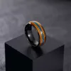 Moderinge für Herren, 8 mm, Weinfassholz, 3A blauer Opal, Dual-Gold-Gitarrensaiten, Inlay, Wolframcarbid-Bänder