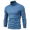 Winter Turtleneck Thick Mens Sweaters Casual Turtle Neck Solid Color Quality Warm Slim Turtleneck Sweaters Pullover Men 240125