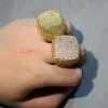 Кольца CUC Big Men Hiphop Ring Cring Iced out Циркон медный шарм золото золото Sier Color Fashion Rock Jewelry For Gift