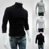 Men's Slim Turtleneck Long Sleeve Tops Pullover Warm Stretch Knitwear Sweater Tight-fitting High-neck Casual Men Clothing 240125