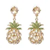 Qiaose Crystal Rhinestone Pineapple dangle drop drop earrings for womans jewelry jewelry boho maxi collection earrings accessories11973