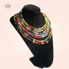 Torques 2022 Hot Sale Handmade African Style Multicolor Transparent Bead Rope Statement Necklace For Best Friend Gift WYA064