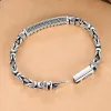 Armreifen Neues Silberarmband Herren Trendy Mode Retro Keel Friedensmuster gewebte Kette Einfache Einzelpersönlichkeit