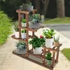 Multi-Tiers Flower Plant Holder Stand Rack Wood Plant Stand Balkony Garden Flower Plant Stand Bonsai Display Shelf C0125301C