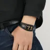 Bedelarmbanden Leren herenarmband Punkstijl Veelzijdig geweven koord Roestvrij staal Magnetische sluiting Accessoires Sieraden