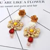 Dangle Earrings Fashion Vintage Big Water Drop Red Crystal Stone Long Flower Women Party Wedding Hanging Earring